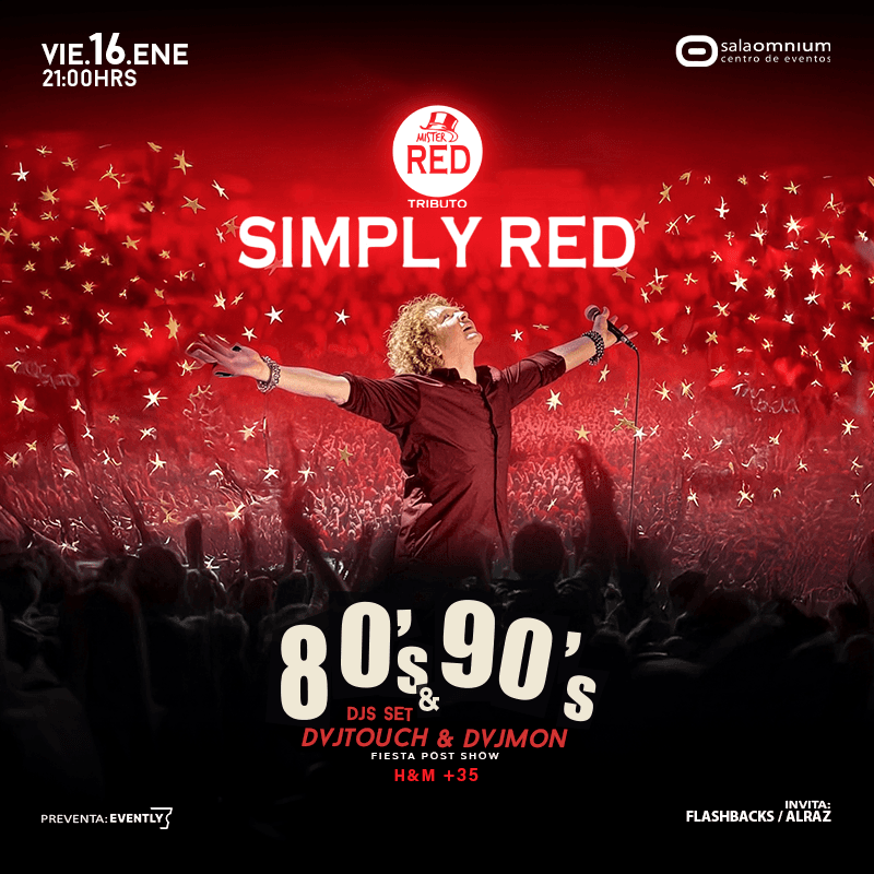 FIESTA 80-90 - "It's Only Love" / MR. RED Tributo a SIMPLY RED ** Sala Omnium image}